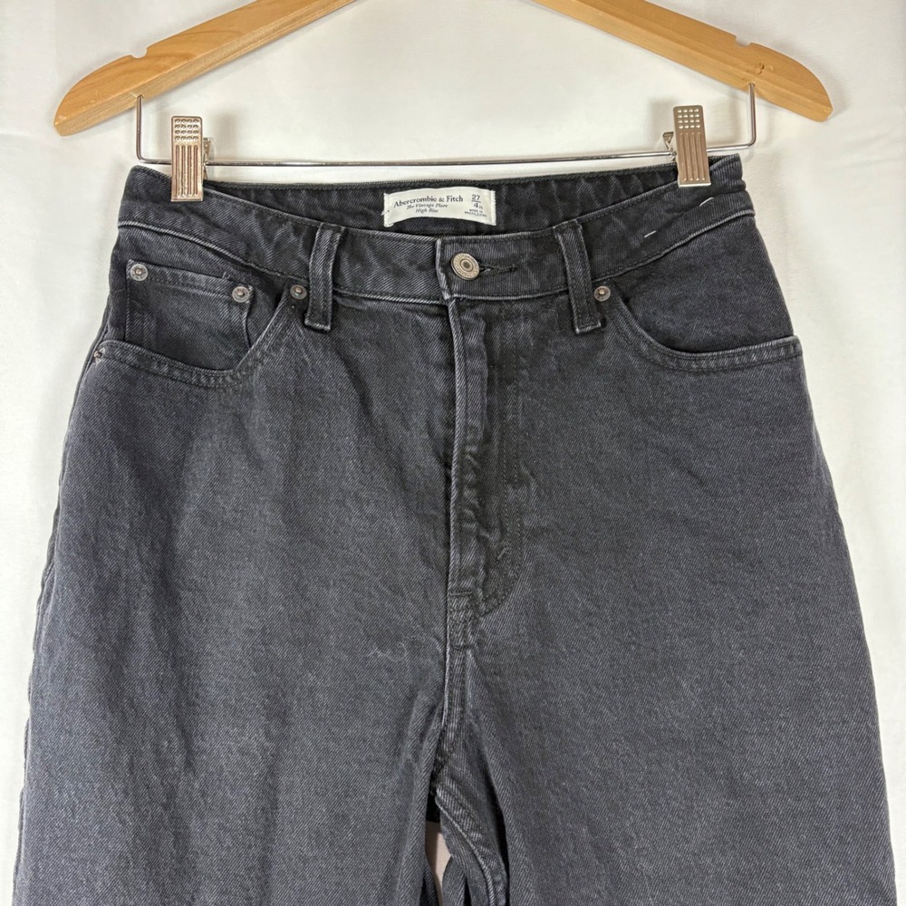 Abercrombie & Fitch Curve Love Vintage Flare High Rise Black Jeans 27 4XS - Picture 2 of 8